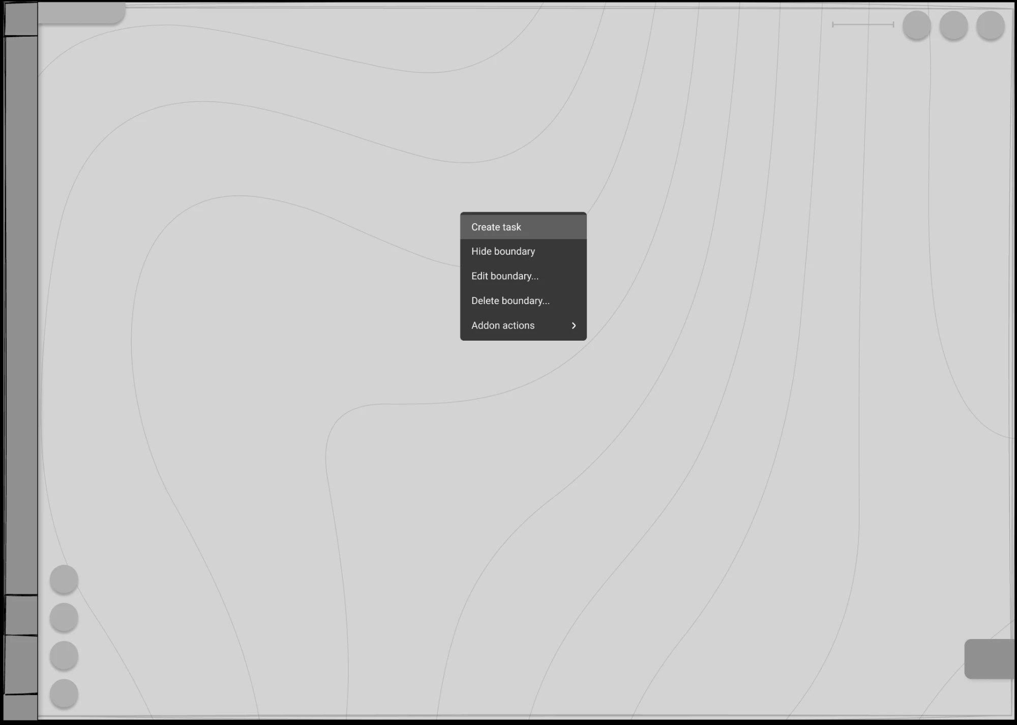 Mid-fi right-click menu on the map with Create task at the top